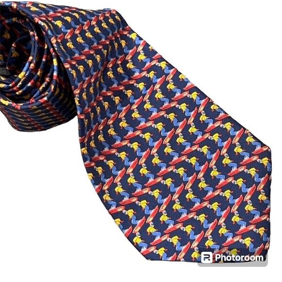 BANANA REPUBLIC Mens Necktie Snowboarder Skier MADE IN ITALY 100% Silk - Picture 1 of 7